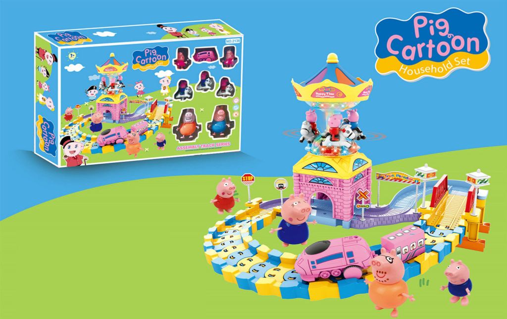Bộ xe đường ray heo Peppa  2136