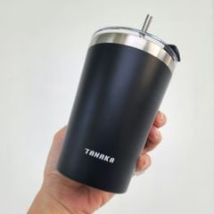 Ly giữ nhiệt kèm ống hút Tanaka Đen - SM-13