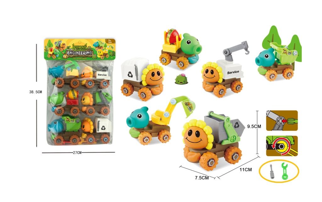 Bộ 8 chiếc xe mô hình lắp ráp Plant vs Zombie  8661