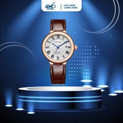 Đồng hồ nam cao cấp ROSSINI 5805G01D - dây da thật màu nâu - mặt tròn màu trắng size 40mm siêu mỏng chỉ 6.6mm