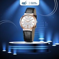 Đồng hồ nam cao cấp ROSSINI 7387T01C - dây da thật màu đen - mặt tròn màu trắng size 37.5mm siêu mỏng chỉ 5.9mm