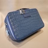  Embossed Navy Crocodile Leather Clutch 