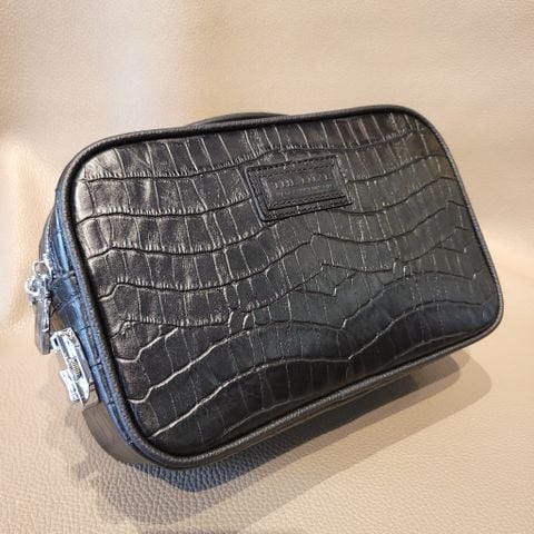 Embossed Black Crocodile Leather