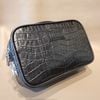 Embossed Black Crocodile Leather