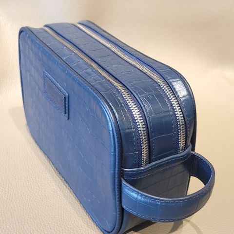 Embossed Navy Crocodile Leather C2 Clutch