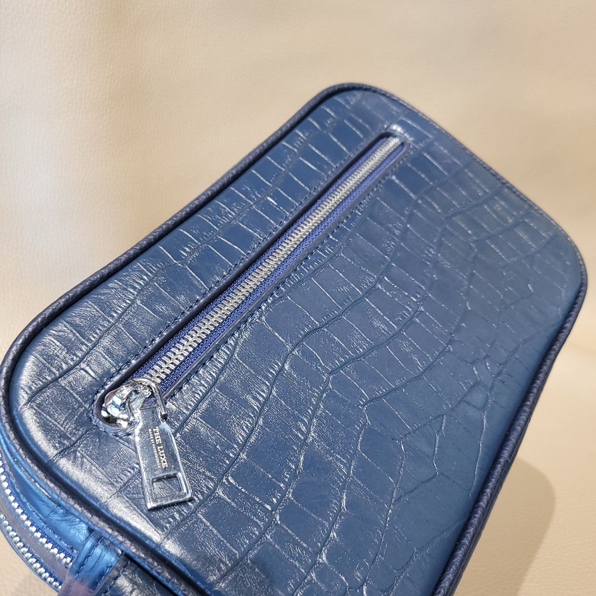  Embossed Navy Crocodile Leather C2 Clutch 