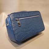 Embossed Navy Crocodile Leather Clutch 