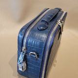  Embossed Navy Crocodile Leather Clutch 