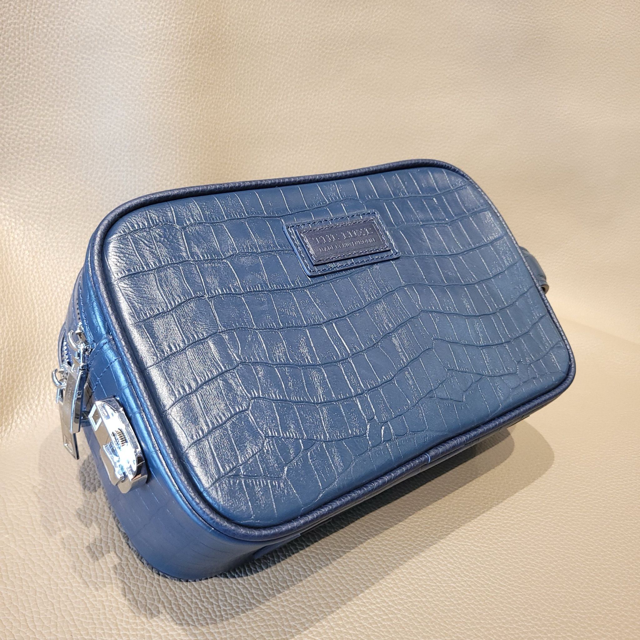  Embossed Navy Crocodile Leather C2 Clutch 