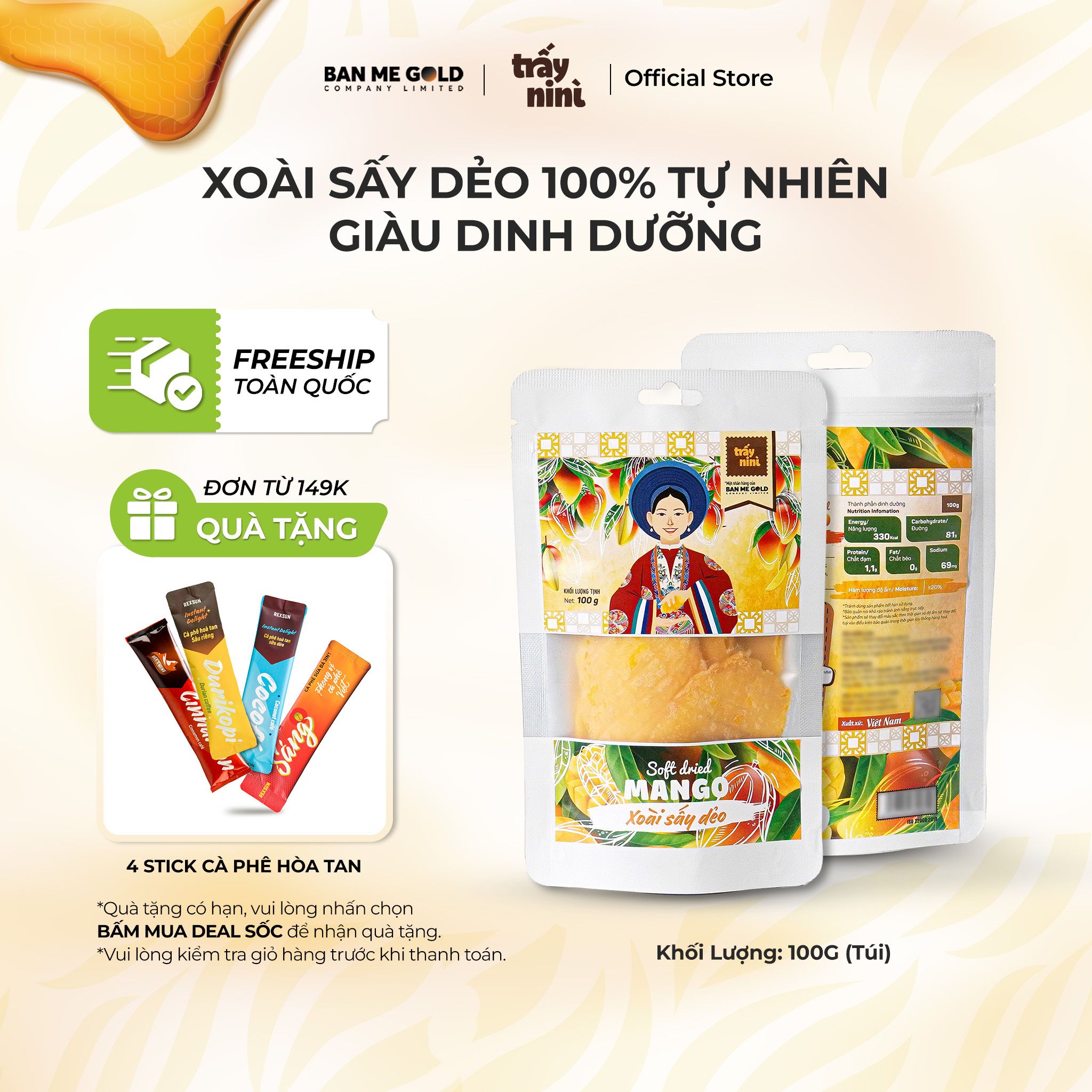 [COMBO TIẾT KIỆM] 10 Túi Xoài Sấy Dẻo Ăn Vặt Tốt Cho Sức Khoẻ - 100% Xoài Tự Nhiên Cao Cấp Giàu Dinh Dưỡng Chính Hãng Trấy Ninì - Ban Me Gold