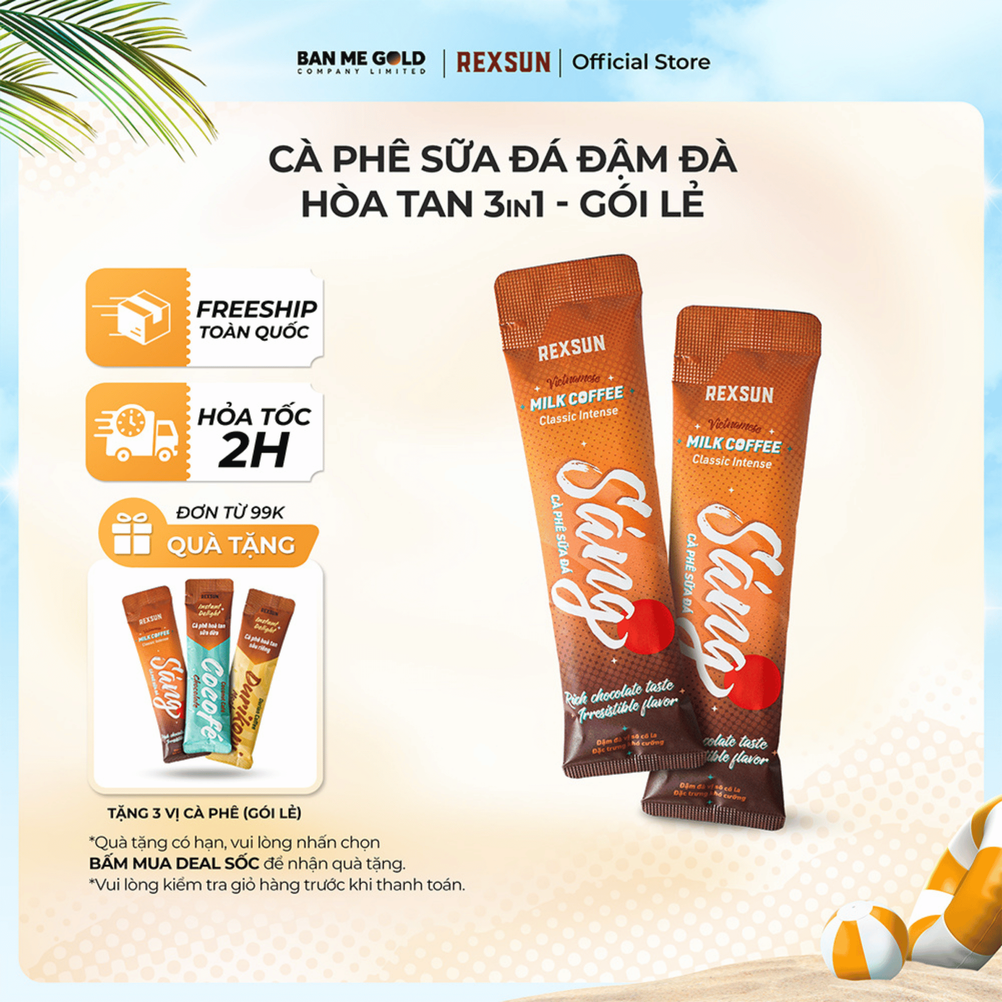 Cà Phê Hoà Tan Sữa Đá ĐẬM ĐÀ Gu Mạnh Mẽ - Hộp 180g (10 gói) - Cafe Sữa Đá 3in1 Tiện Lợi Ban Me Gold