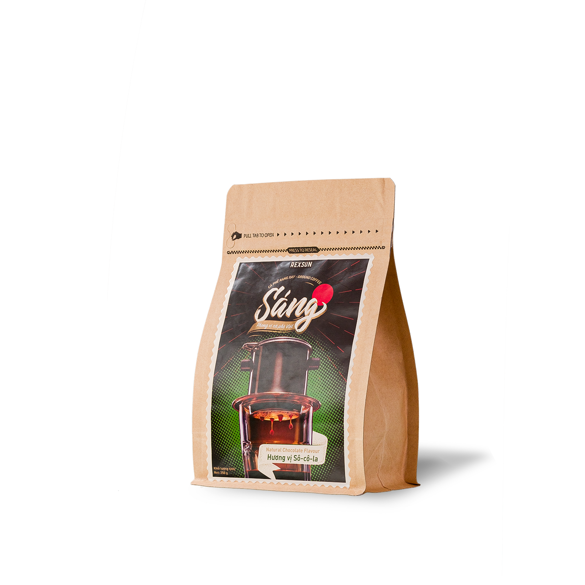 Cà Phê Rang Xay Socola Gu Đậm - Sáng - 250g/500g - Cafe Rang Xay Pha Phin Vị Chocolate Ban Me Gold - REXSUN