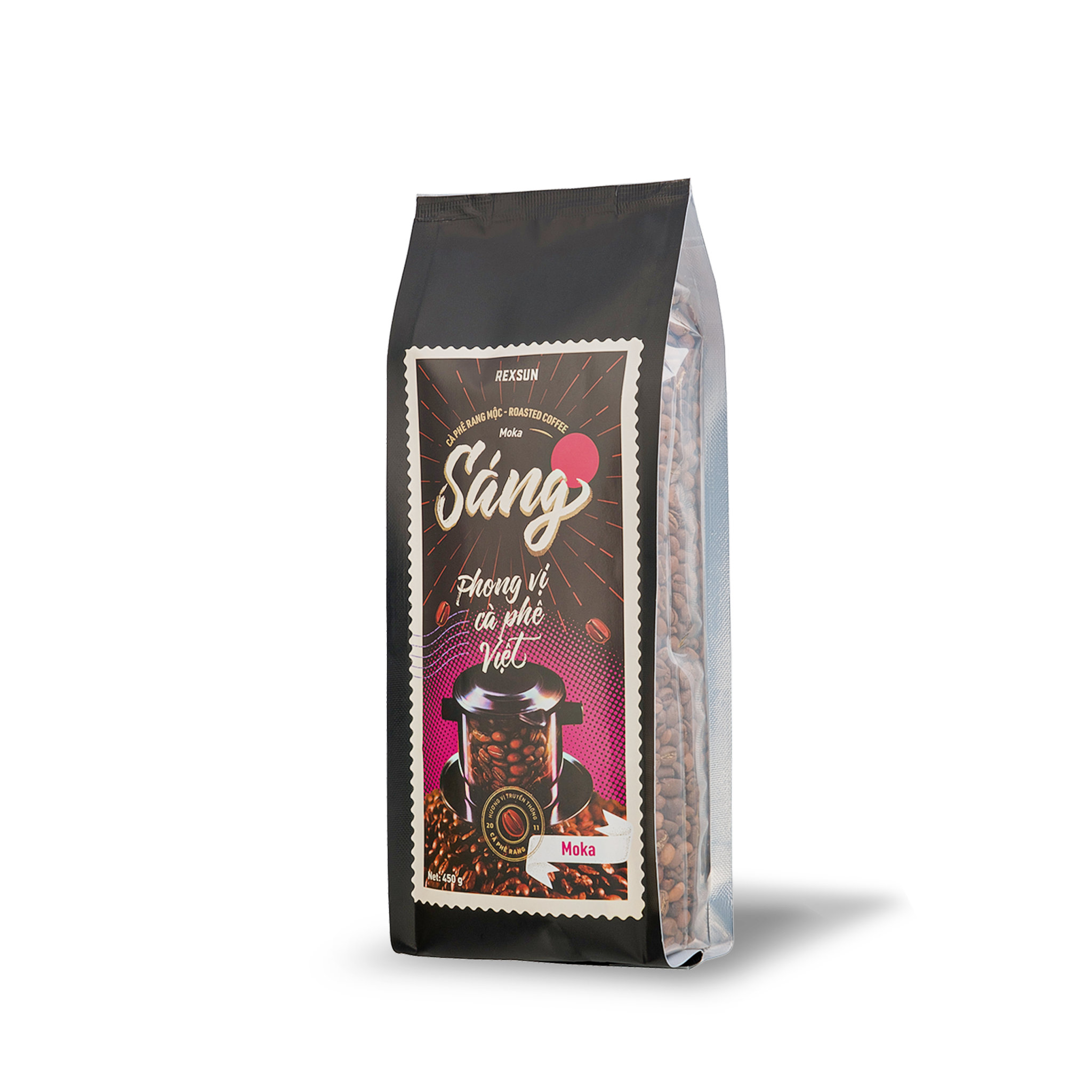 Cà Phê Moka 100% Nguyên Chất - Sáng (450g NGUYÊN HẠT) Cafe Hạt Rang Xay Sẵn Chính Hãng Ban Me Gold - Rexsun