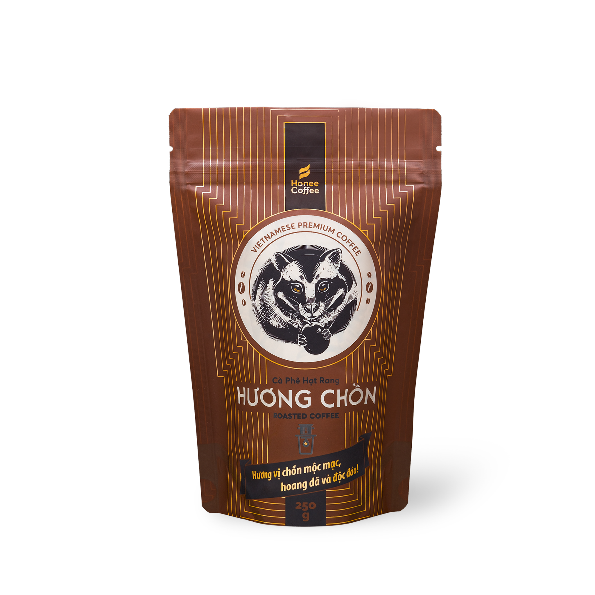 CƠ BẢN] Cà Phê Hương Chồn (Nâu) Hạt Rang Mộc (250g) Cà Phê Chồn 100%