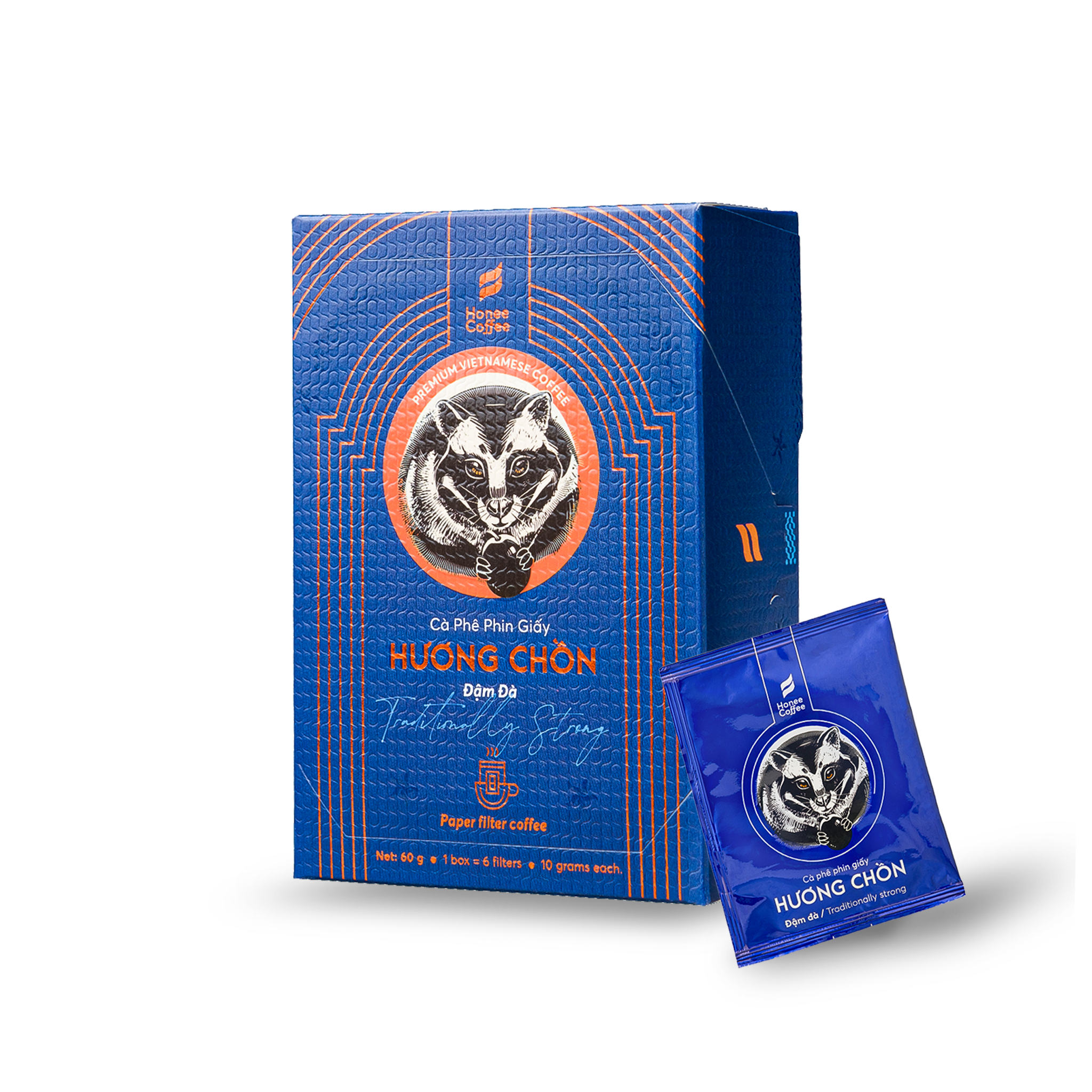 Cà Phê Phin Giấy Hương Chồn (Đậm Đà) Hộp 60gr (6 Túi) - Cà Phê Chồn 100% Ban Me Gold - Honee Coffee