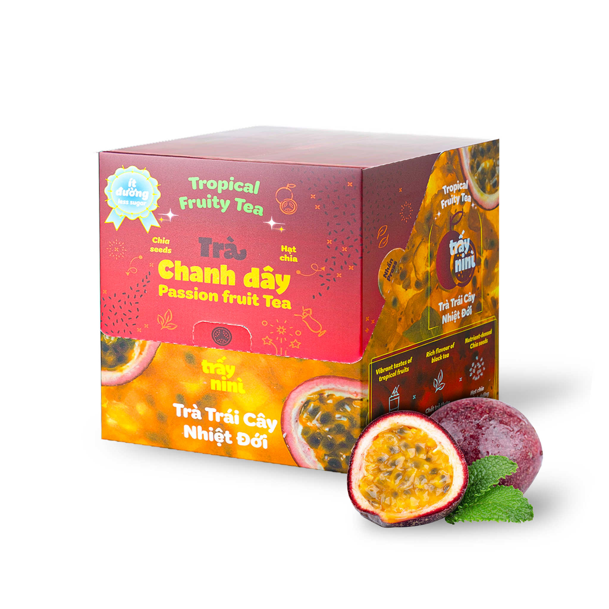 Trà Chanh Dây Hạt Chia Thanh Nhiệt - Trà Trái Cây Nhiệt Đới Detox Ít Đường Ban Me Gold - Trấy Ni Nì