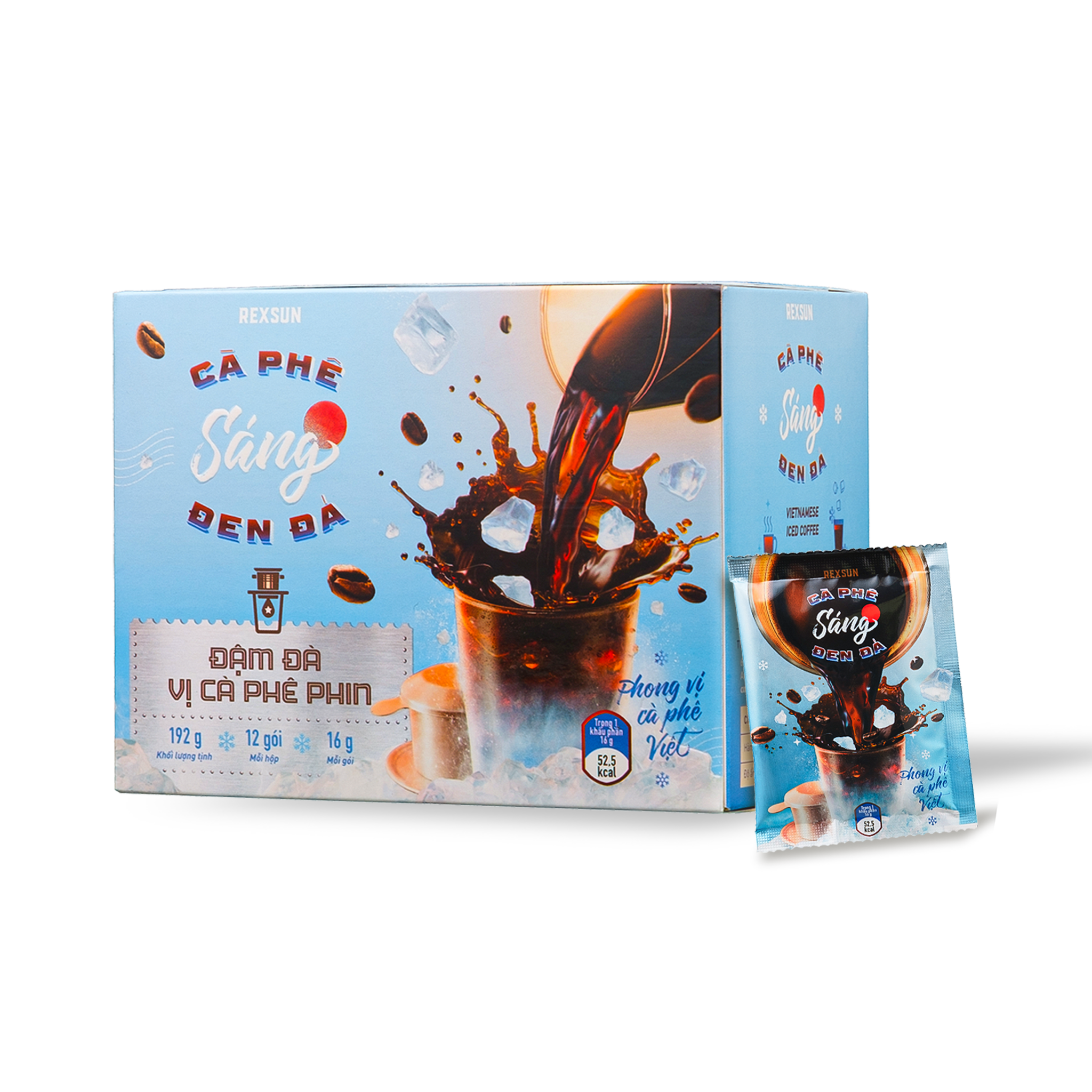 Cà Phê Đen Đá Hoà Tan 2in1 Đắng Đậm - Hộp 120g (12 Gói) - Cafe Đen Đá Vị Cà Phê Phin Chính Hãng Ban Me Gold - Rexsun