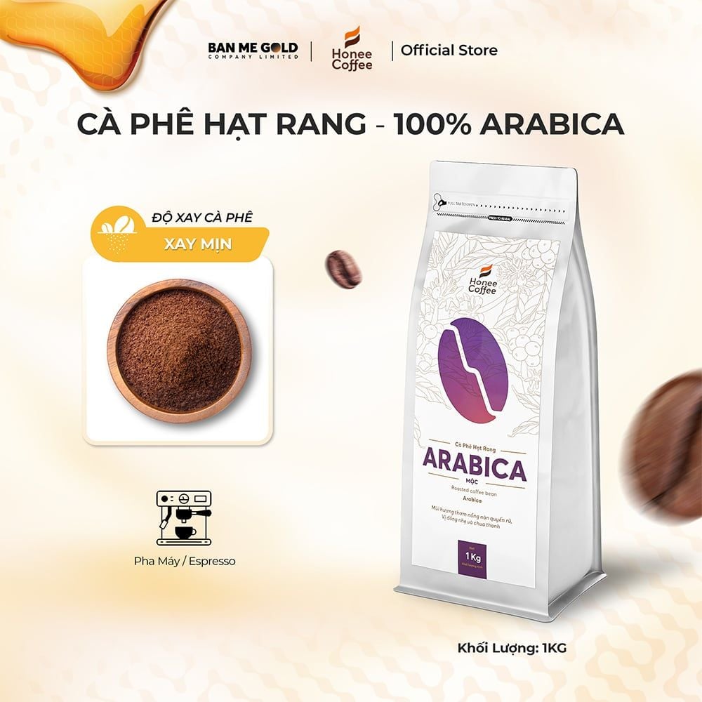 Cà Phê Arabica 100% Nguyên Chất (Cao Cấp) - 250g/500g/1kg NGUYÊN HẠT - Cafe Hạt Rang Xay Chính Hãng Ban Me Gold - Honee Coffee