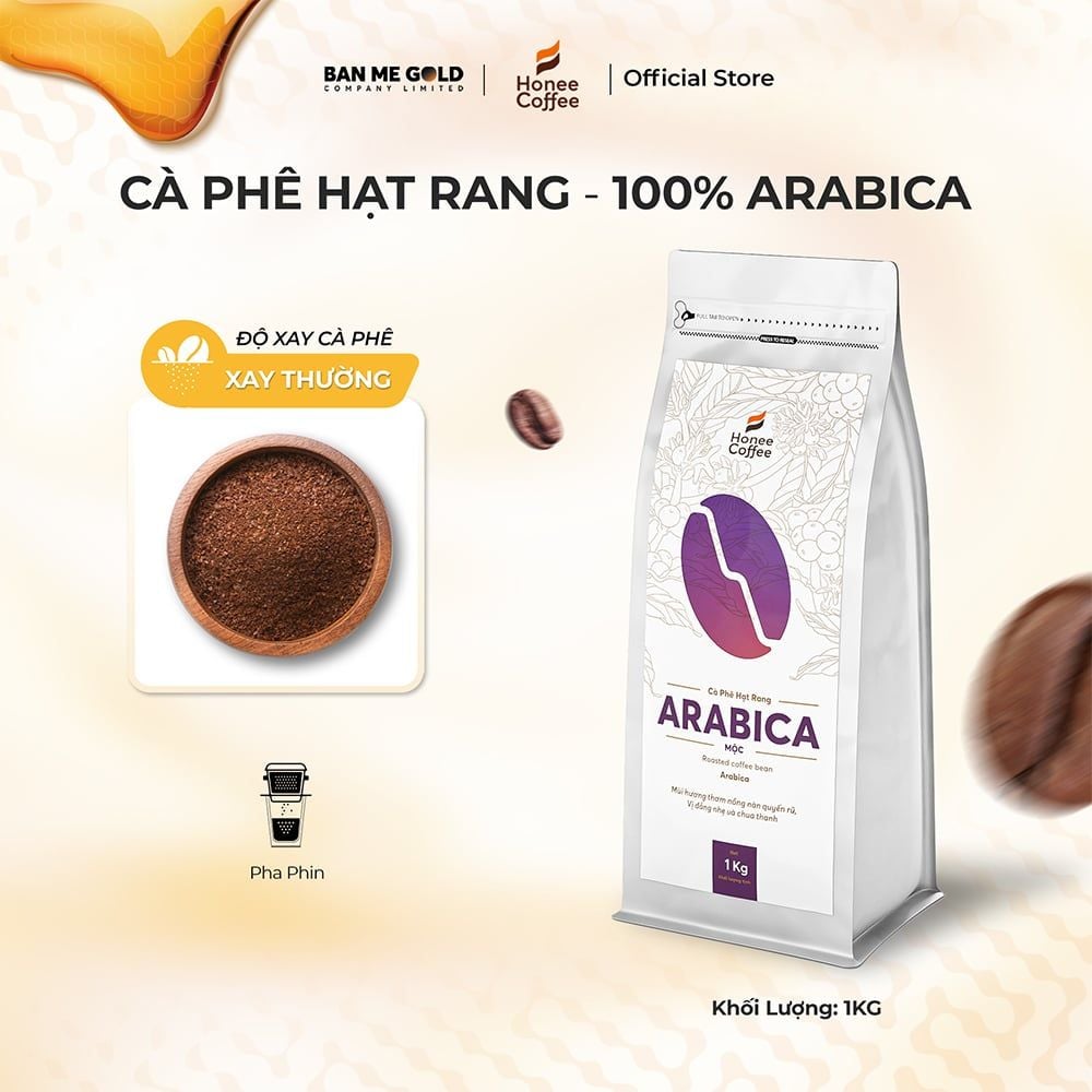 Cà Phê Arabica 100% Nguyên Chất (Cao Cấp) - 250g/500g/1kg NGUYÊN HẠT - Cafe Hạt Rang Xay Chính Hãng Ban Me Gold - Honee Coffee