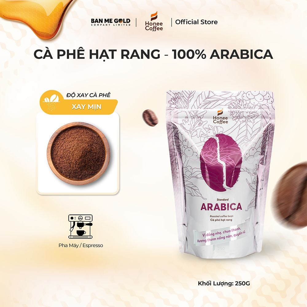 Cà Phê Arabica 100% Nguyên Chất (Cao Cấp) - 250g/500g/1kg NGUYÊN HẠT - Cafe Hạt Rang Xay Chính Hãng Ban Me Gold - Honee Coffee