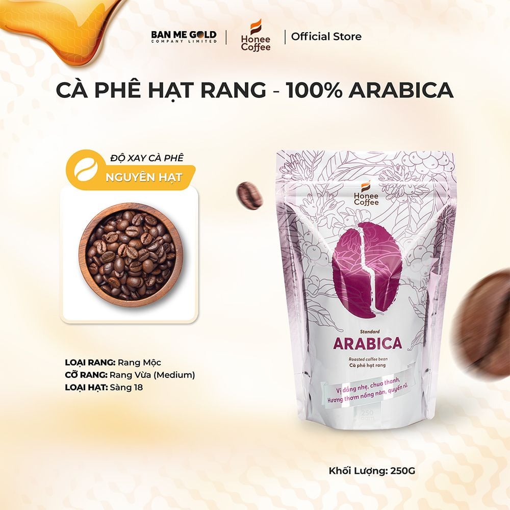 Cà Phê Arabica 100% Nguyên Chất (Cao Cấp) - 250g/500g/1kg NGUYÊN HẠT - Cafe Hạt Rang Xay Chính Hãng Ban Me Gold - Honee Coffee