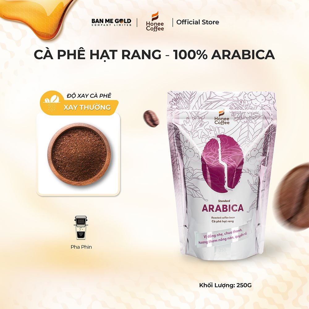 Cà Phê Arabica 100% Nguyên Chất (Cao Cấp) - 250g/500g/1kg NGUYÊN HẠT - Cafe Hạt Rang Xay Chính Hãng Ban Me Gold - Honee Coffee