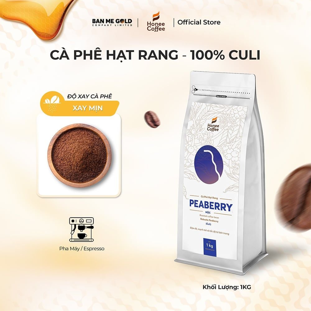 Cà Phê Culi 100% Nguyên Chất (Cao Cấp) - 250g/500g/1kg - Cafe Hạt Rang Đắng Đậm - Chính Hãng Ban Me Gold - Honee Coffee