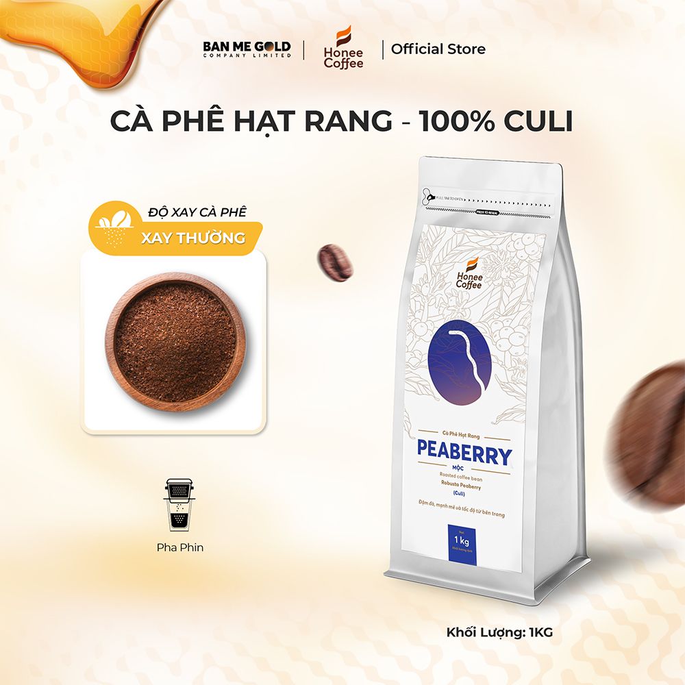 Cà Phê Culi 100% Nguyên Chất (Cao Cấp) - 250g/500g/1kg - Cafe Hạt Rang Đắng Đậm - Chính Hãng Ban Me Gold - Honee Coffee