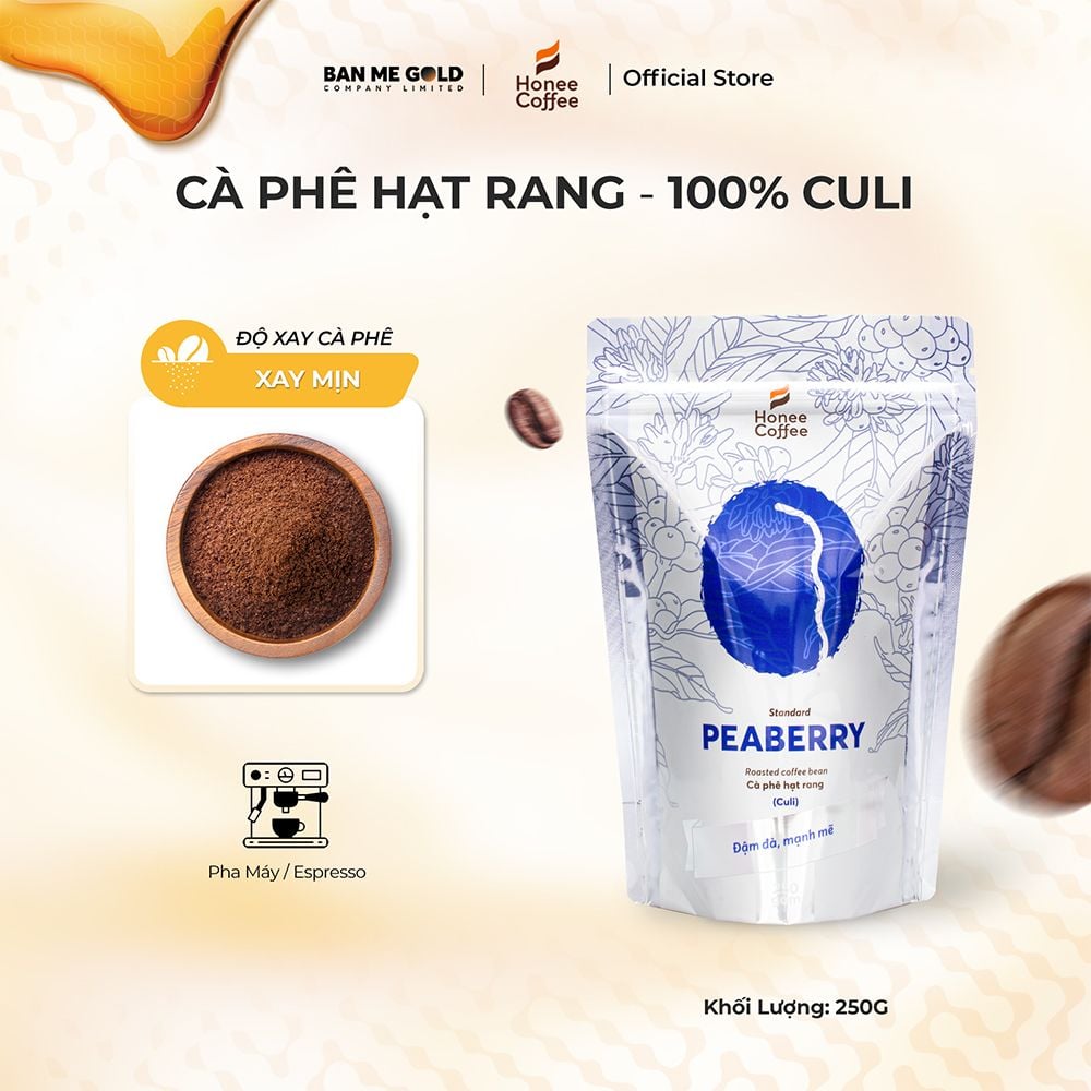 Cà Phê Culi 100% Nguyên Chất (Cao Cấp) - 250g/500g/1kg - Cafe Hạt Rang Đắng Đậm - Chính Hãng Ban Me Gold - Honee Coffee