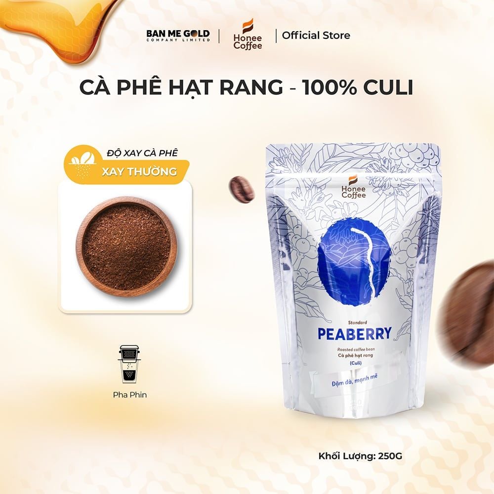 Cà Phê Culi 100% Nguyên Chất (Cao Cấp) - 250g/500g/1kg - Cafe Hạt Rang Đắng Đậm - Chính Hãng Ban Me Gold - Honee Coffee