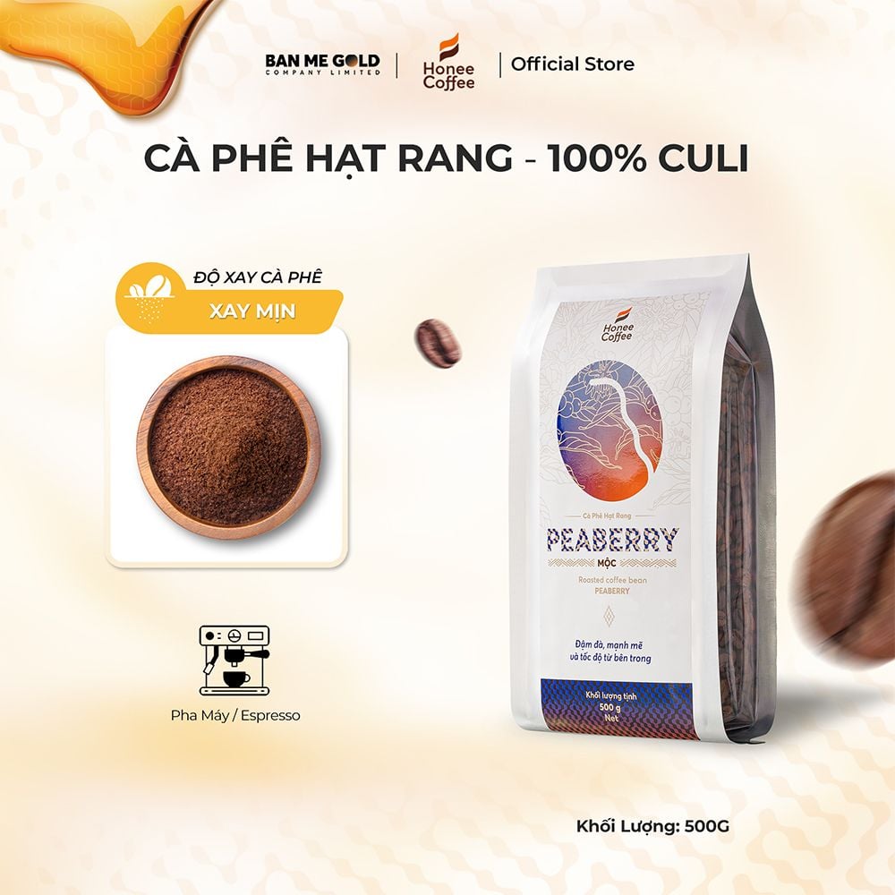Cà Phê Culi 100% Nguyên Chất (Cao Cấp) - 250g/500g/1kg - Cafe Hạt Rang Đắng Đậm - Chính Hãng Ban Me Gold - Honee Coffee