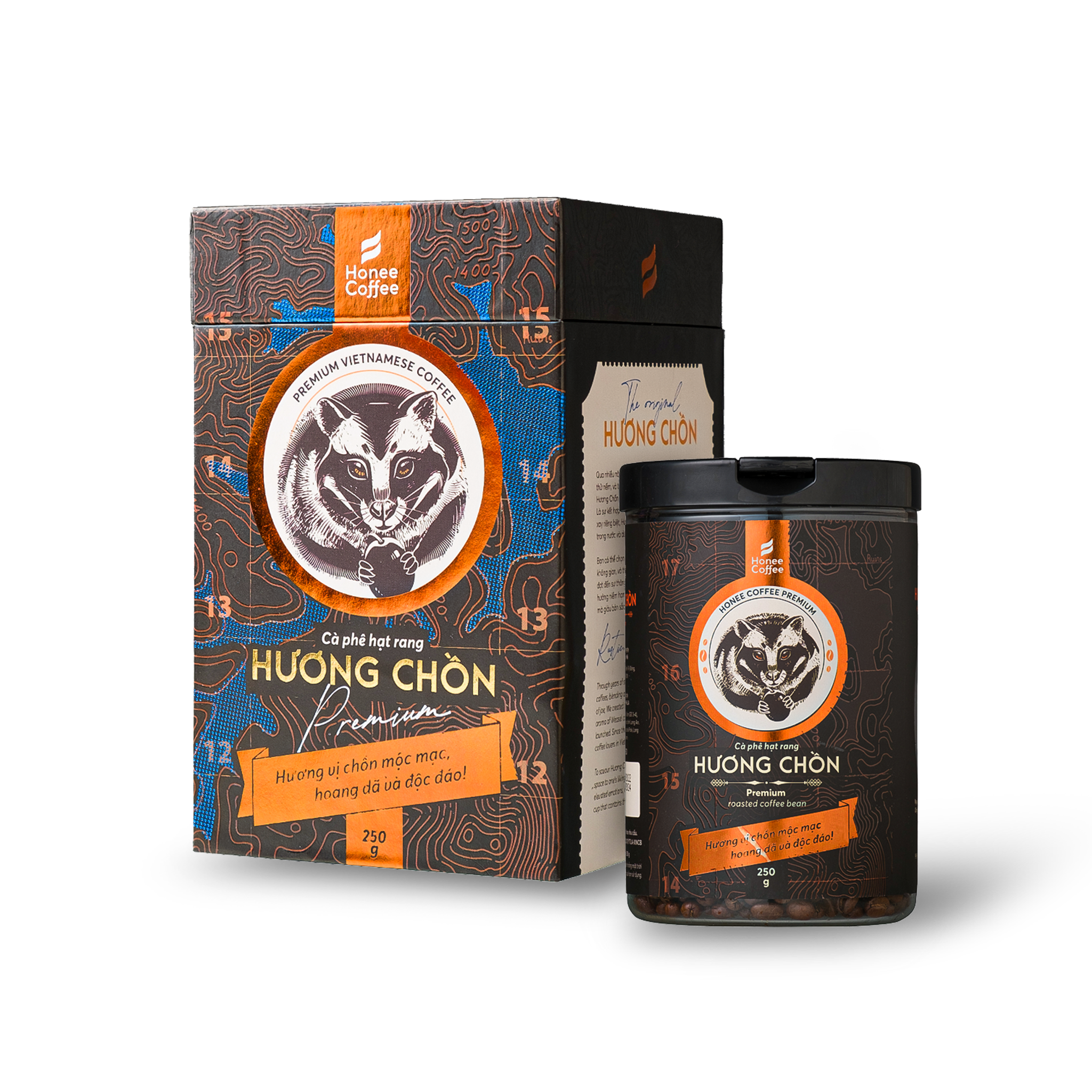 [THƯỢNG HẠNG] Hộp Quà Cà Phê Hương Chồn (MEDIUM) - 250gr - Cà Phê Chồn Nguyên Chất Chính Hãng Ban Me Gold - Honee Coffee
