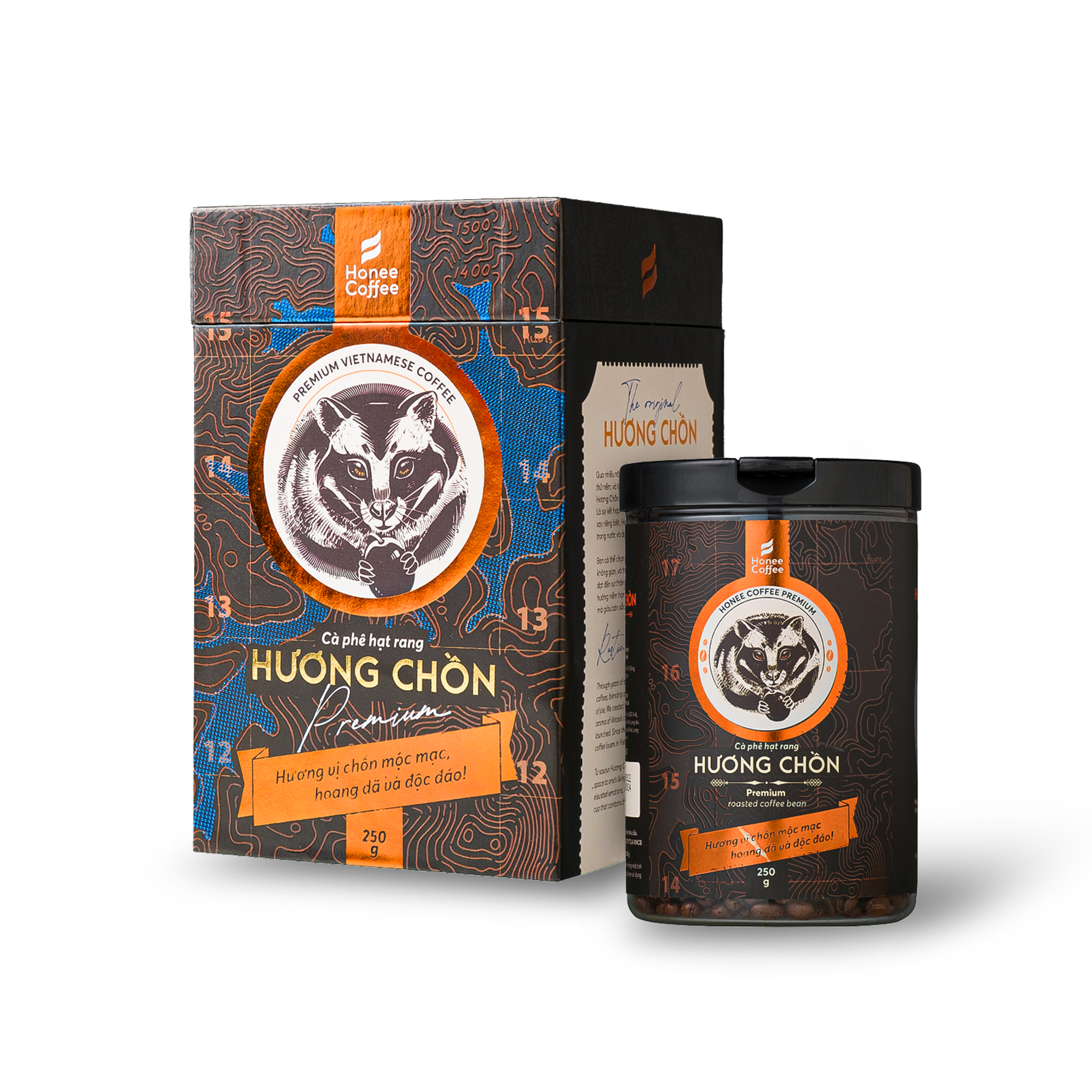 [THƯỢNG HẠNG] Hộp Quà Cà Phê Hương Chồn (LIGHT) - 250gr - Cà Phê Chồn Nguyên Chất Chính Hãng Ban Me Gold - Honee Coffee