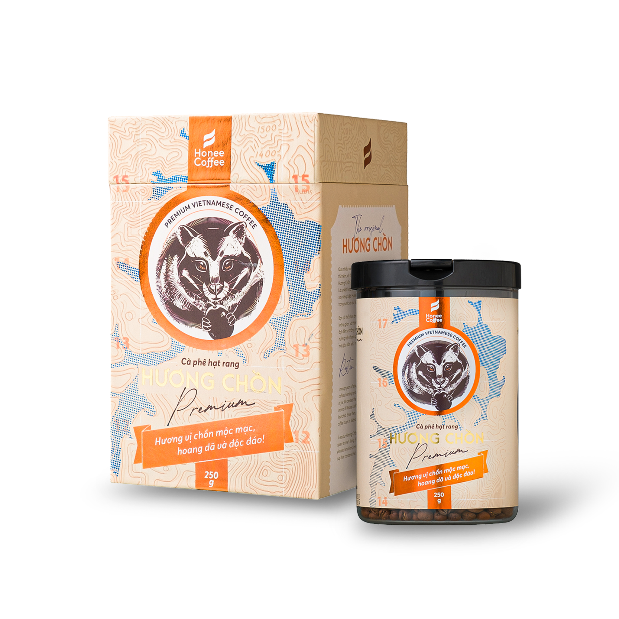 [THƯỢNG HẠNG] Hộp Quà Cà Phê Hương Chồn (LIGHT) - 250gr - Cà Phê Chồn Nguyên Chất Chính Hãng Ban Me Gold - Honee Coffee