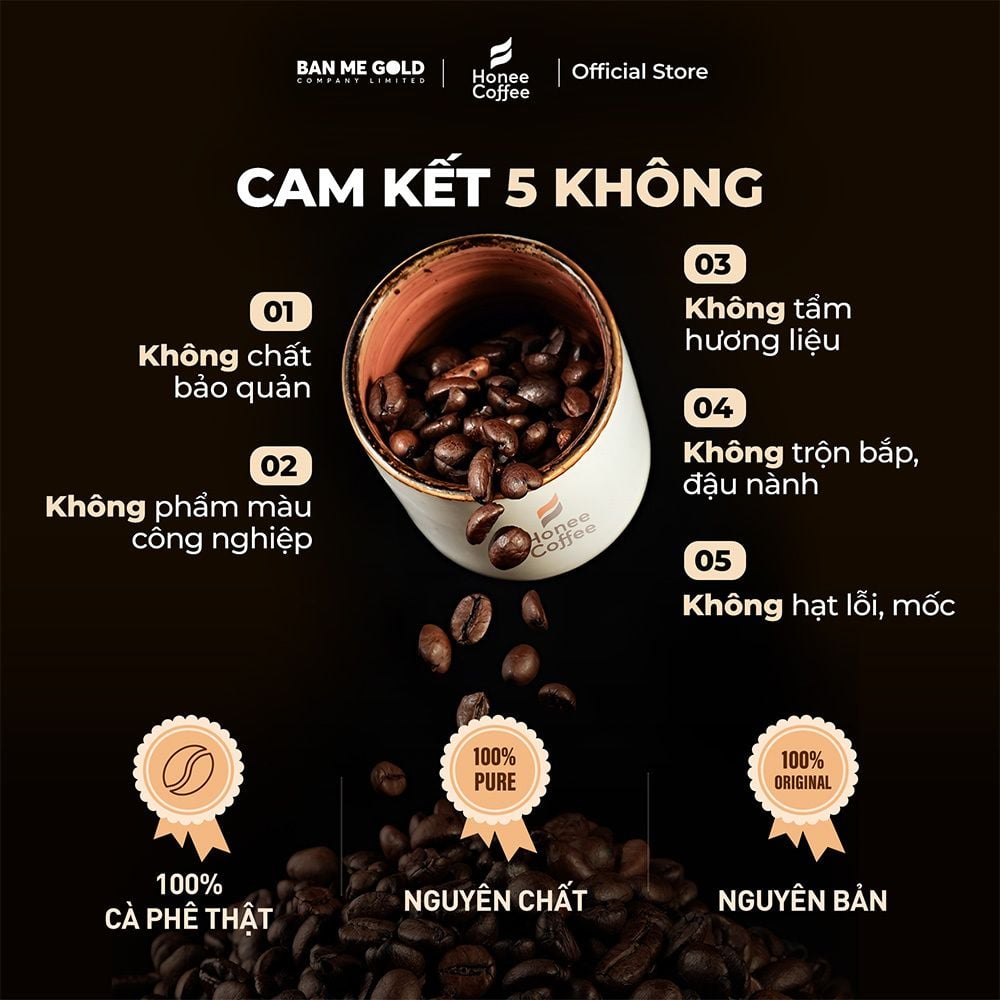 Cà Phê Moka 100% Nguyên Chất (Cao Cấp) - (250g/500g/1kg NGUYÊN HẠT)- Cafe Hạt Rang Xay Chính Hãng Ban Me Gold - Honee Coffee