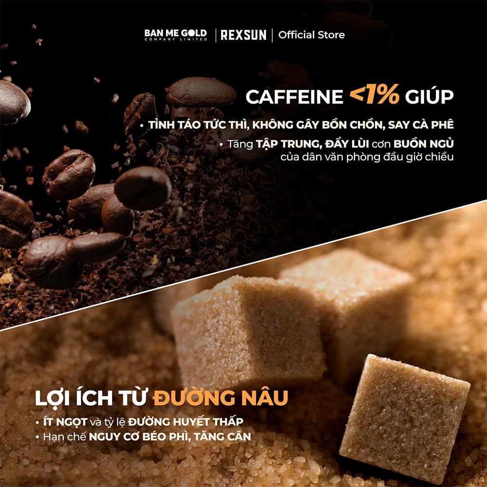 Cà Phê Sầu Riêng Đậm Đà - Hộp 160g (10 gói) - Cafe 3in1 Hoà Tan Cao Cấp - Chính Hãng Ban Me Gold - Rexsun