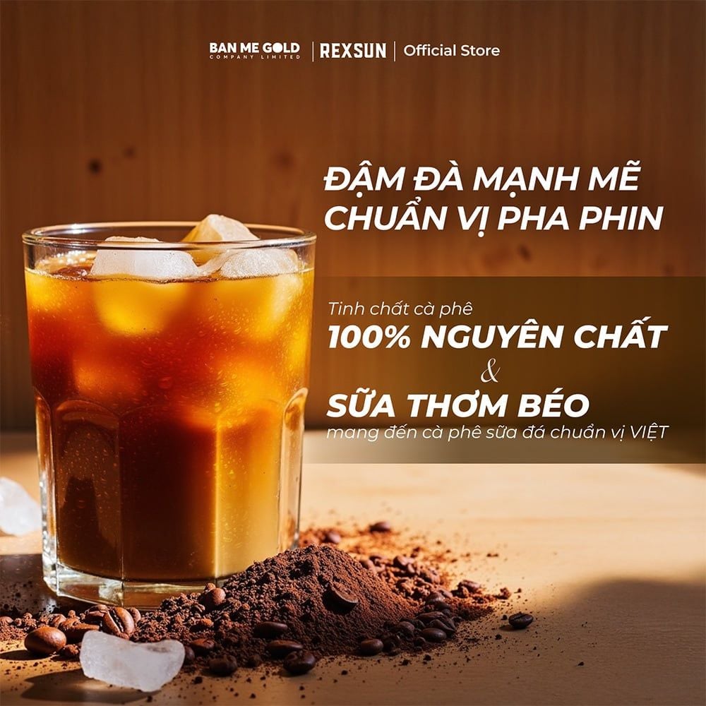 Cà Phê Hoà Tan Sữa Đá ĐẬM ĐÀ Gu Mạnh Mẽ - Hộp 180g (10 gói) - Cafe Sữa Đá 3in1 Tiện Lợi Ban Me Gold