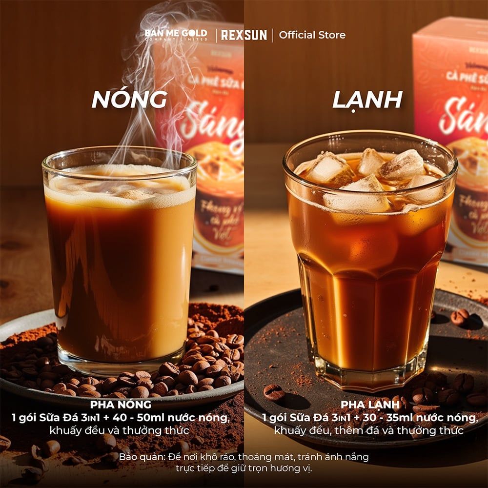 Cà Phê Hoà Tan Sữa Đá ĐẬM ĐÀ Gu Mạnh Mẽ - Hộp 180g (10 gói) - Cafe Sữa Đá 3in1 Tiện Lợi Ban Me Gold