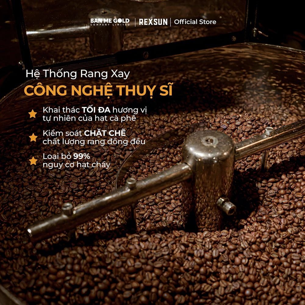 Cà Phê Gu Đắng Đậm Đà - 100% ROBUSTA & ARABICA - 250g/500g - Cafe Rang Xay Nguyên Chất Ban Me Gold - REXSUN