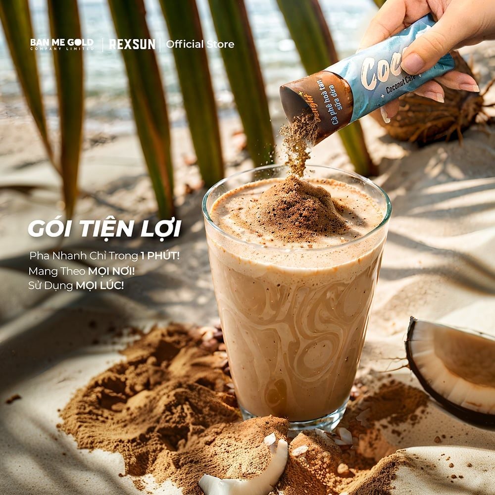 [COMBO TIẾT KIỆM] 2 Túi Cà Phê Sữa Dừa Cocofe - Instant Delight (60 Gói) - Coconut Cafe Hòa Tan Ban Me Gold - Rexsun