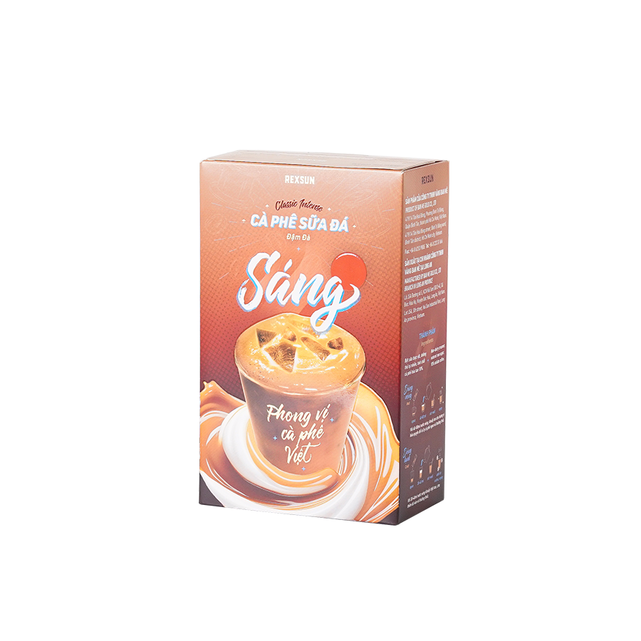 Cà Phê Hoà Tan Sữa Đá ĐẬM ĐÀ Gu Mạnh Mẽ - Hộp 180g (10 gói) - Cafe Sữa Đá 3in1 Tiện Lợi Ban Me Gold