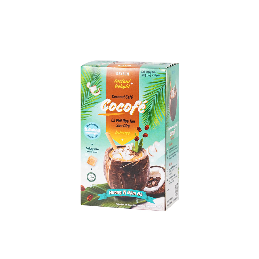 Cà Phê Sữa Dừa Cocofe Đậm Đà - Hộp 160g (10 gói) - Coconut Cafe Hòa Tan Chính Hãng Ban Me Gold