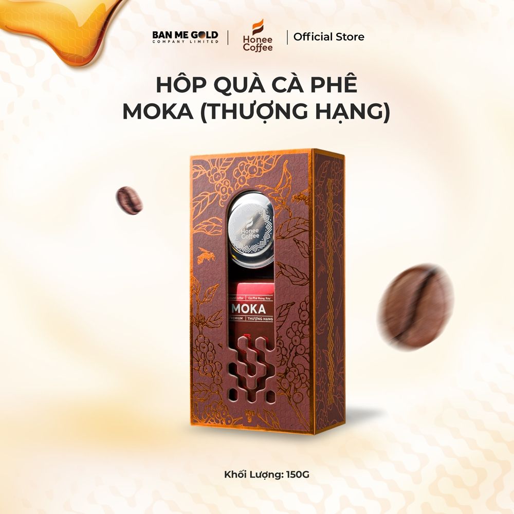 Hộp Quà Cà Phê Moka (Thượng Hạng) - 150gr - Cafe Hạt Rang Xay Pha Phin Ban Me Gold - Honee Coffee