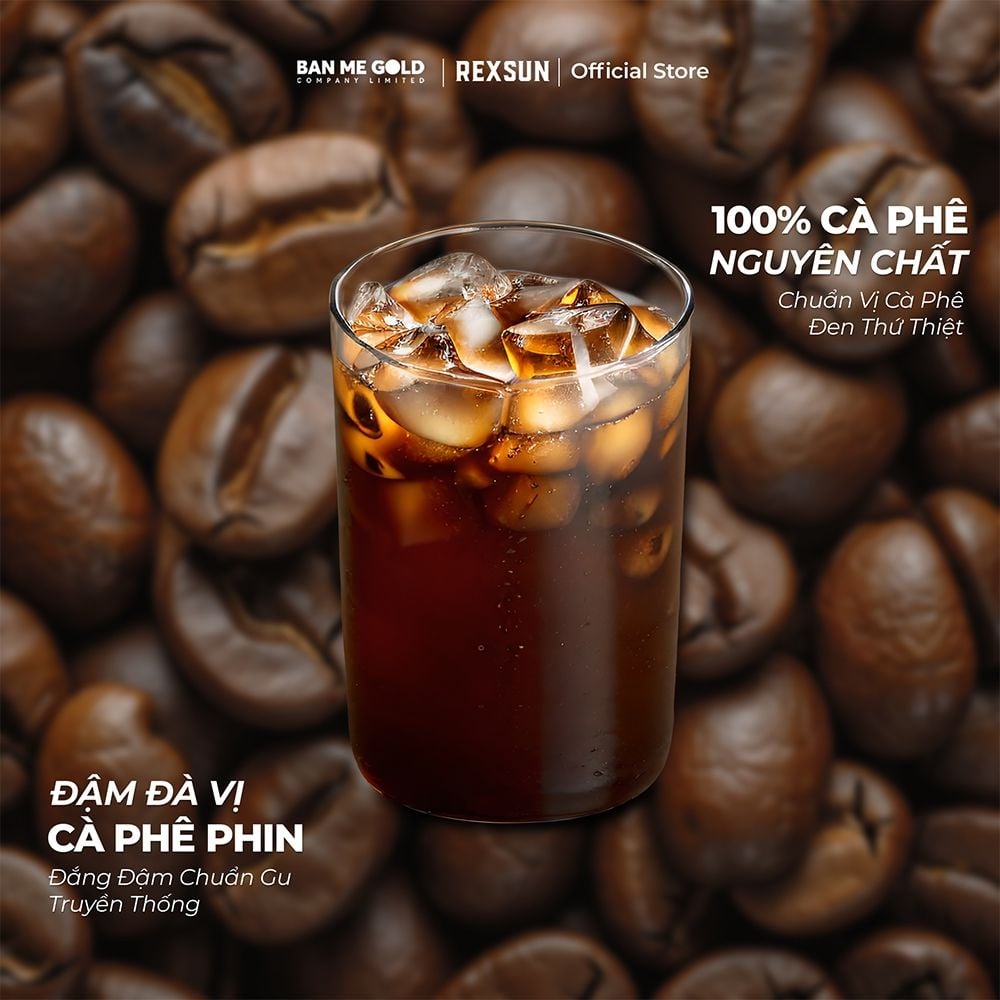 Cà Phê Đen Đá Hoà Tan 2in1 Đắng Đậm - Hộp 120g (12 Gói) - Cafe Đen Đá Vị Cà Phê Phin Chính Hãng Ban Me Gold - Rexsun