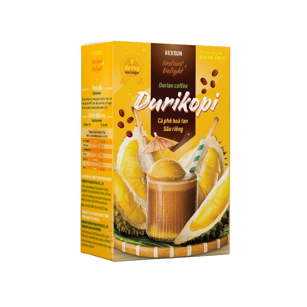 Cà Phê Sầu Riêng Durikopi Hòa Tan - Instant Delight – Hộp 160gr (10 Gói) - Cafe Hòa Tan Chính Hãng Ban Me Gold - REXSUN