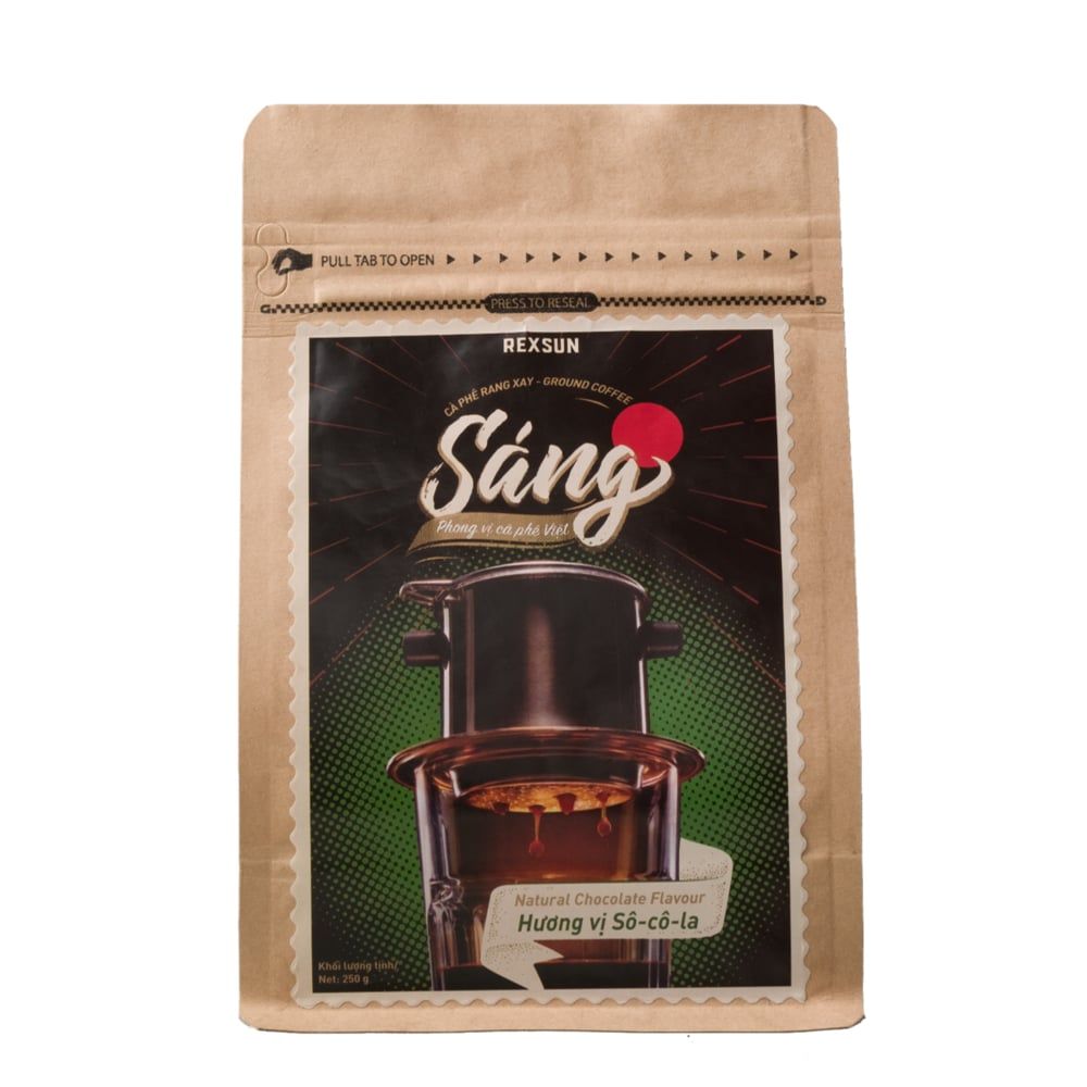 Cà Phê Rang Xay Socola Gu Đậm - Sáng - 250g/500g - Cafe Rang Xay Pha Phin Vị Chocolate Ban Me Gold - REXSUN