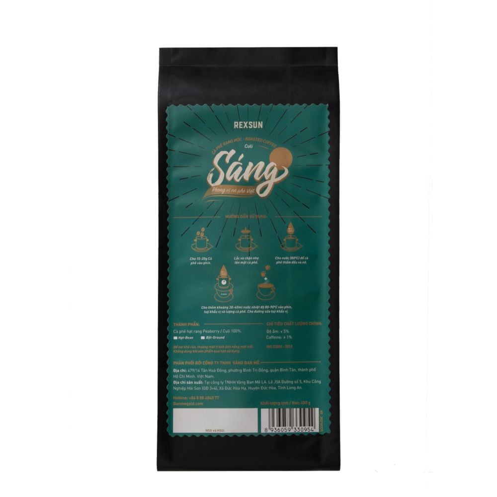 Cà Phê Culi 100% Nguyên Chất - Sáng - 450g - Cafe Pha Phin /Pha Máy Hạt Rang Xay Sẵn Chính Hãng Ban Me Gold - Rexsun
