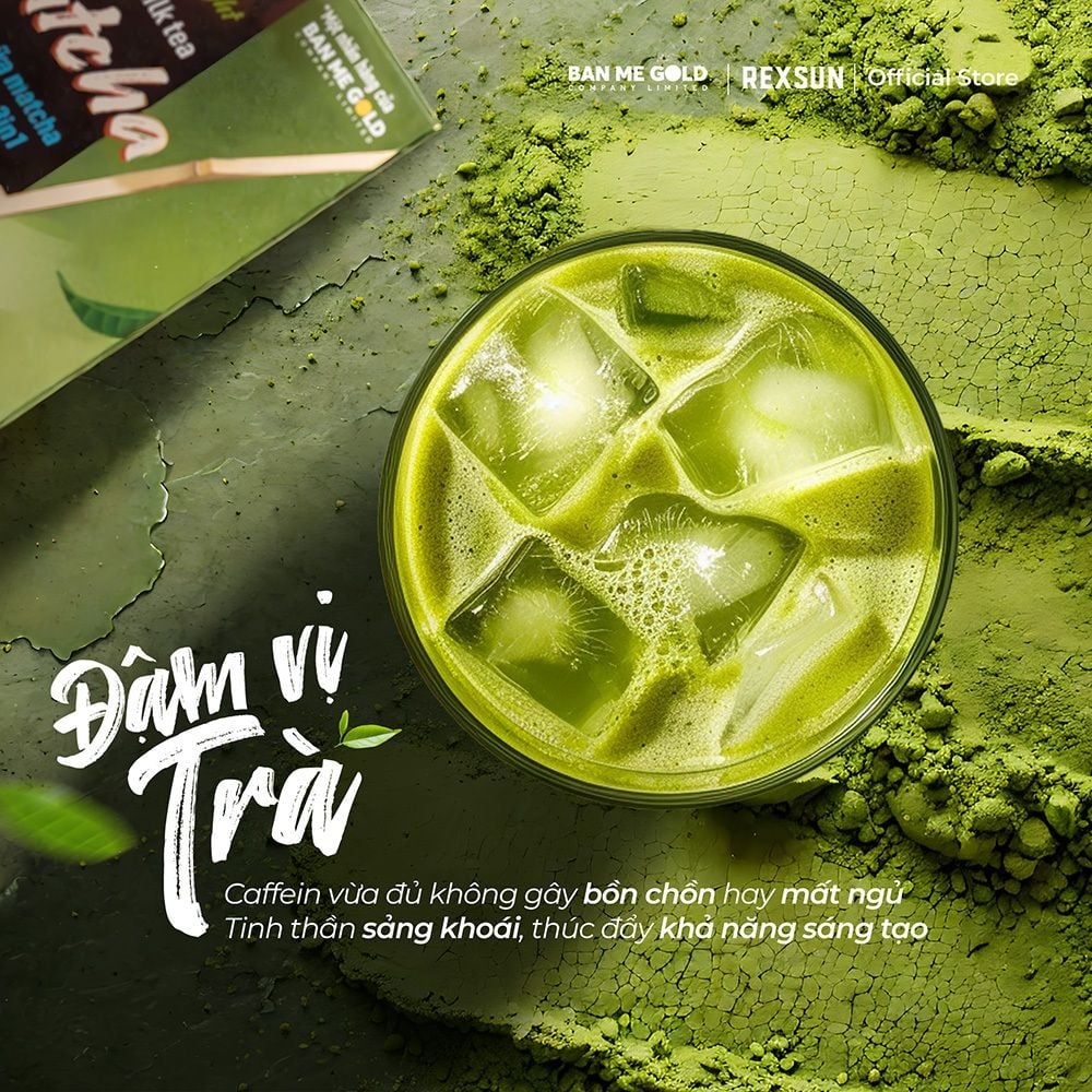 Trà Sữa Matcha Hoà Tan - Instant Delight - Hộp 160g (10 Gói) - Trà Sữa Trà Xanh Hòa Tan Chính Hãng Ban Me Gold - REXSUN