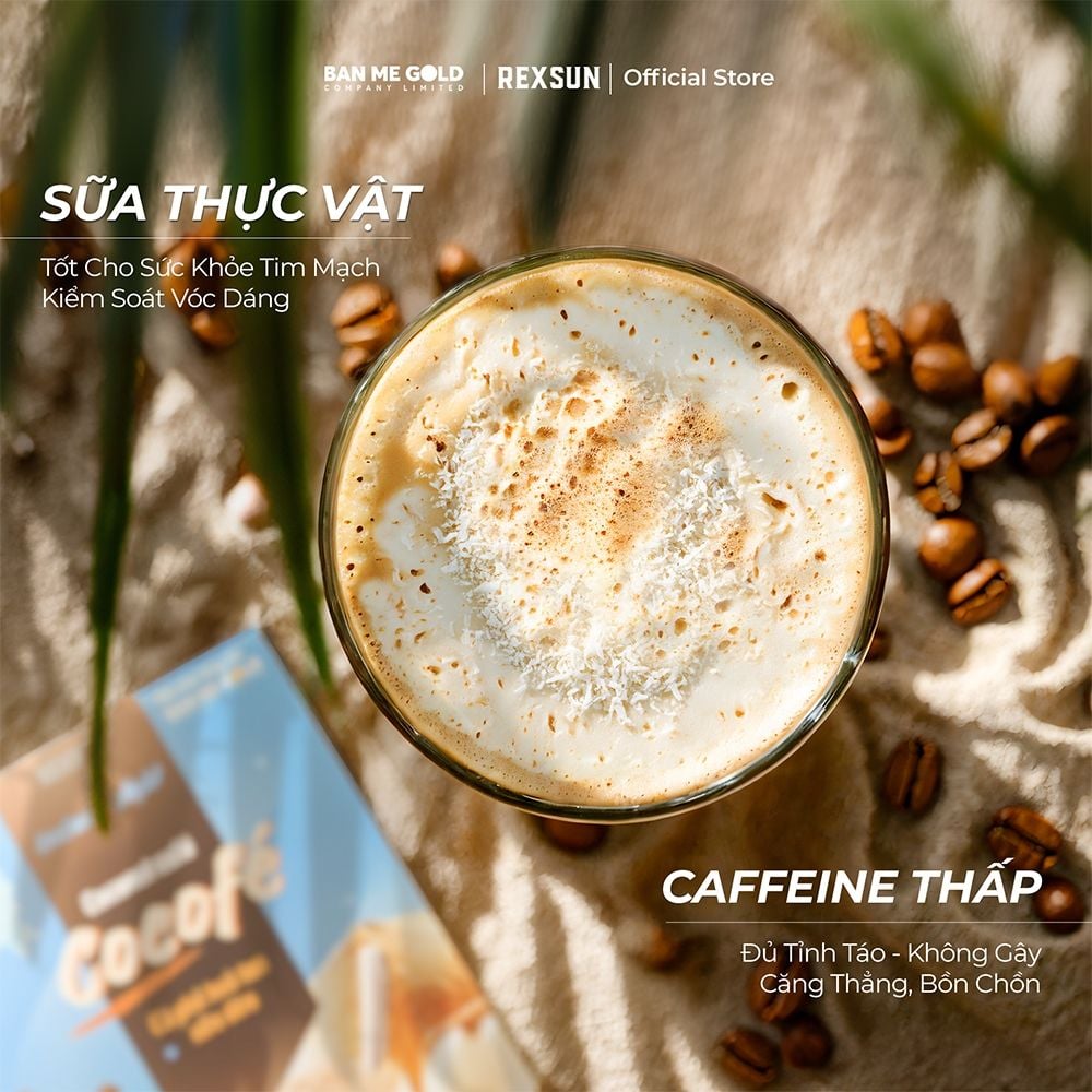 Cà Phê Sữa Dừa Cocofe - Hộp 160gr (10 Gói) - Coconut Cappuccino Dừa Cafe Hòa Tan Chính Hãng Ban Me Gold - REXSUN