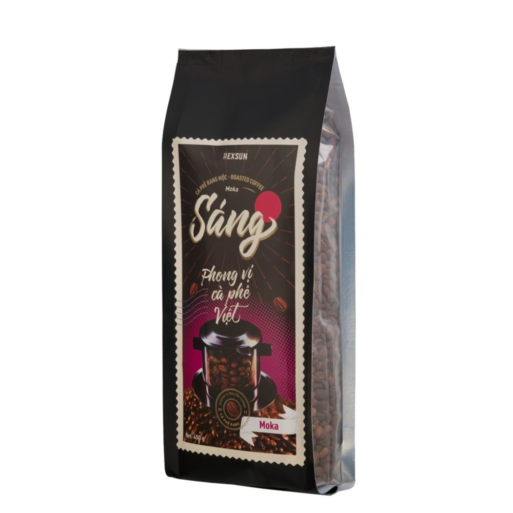 Cà Phê Moka 100% Nguyên Chất - Sáng (450g NGUYÊN HẠT) Cafe Hạt Rang Xay Sẵn Chính Hãng Ban Me Gold - Rexsun